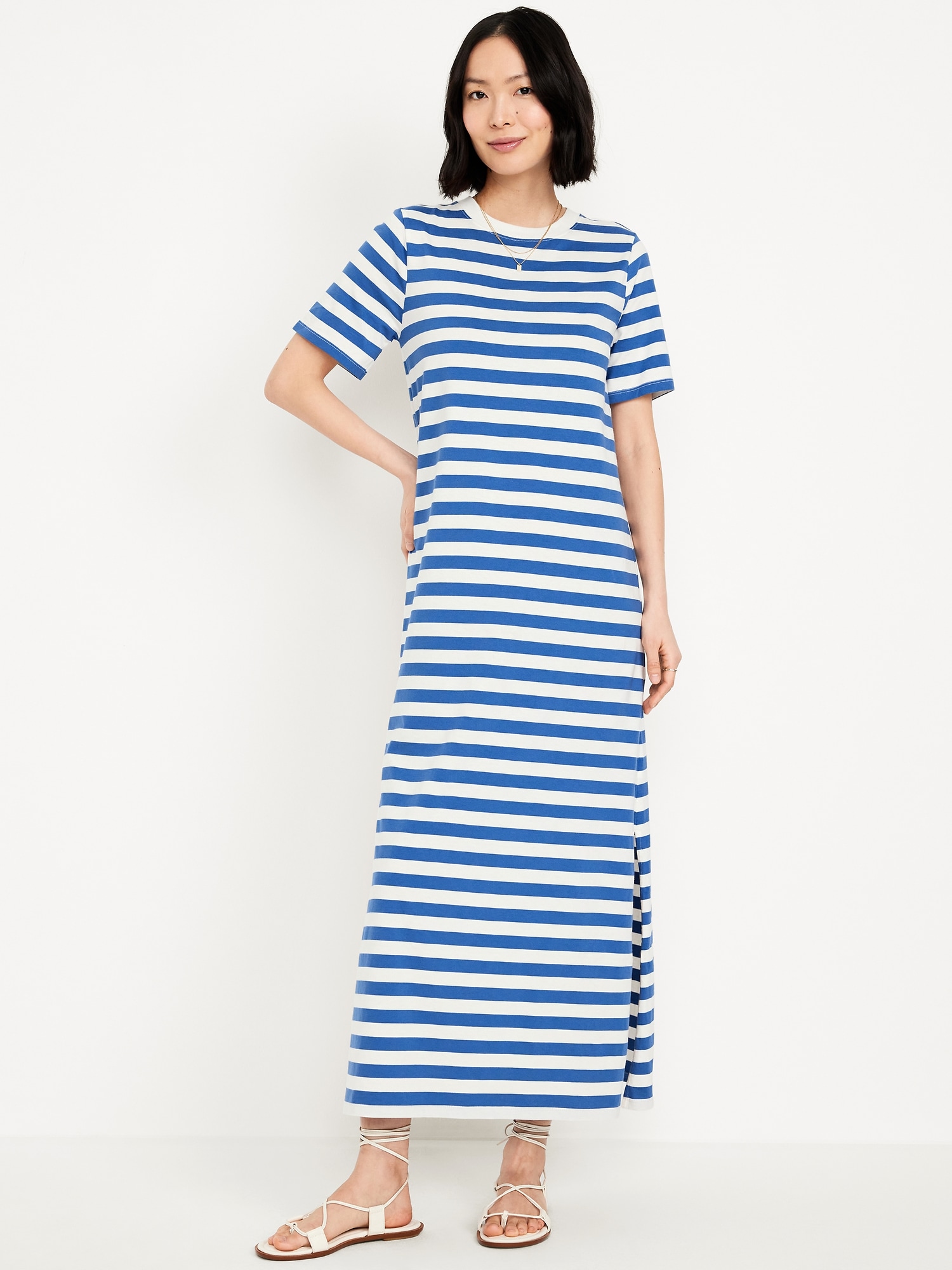 Vintage Crew-Neck Maxi T-Shirt Dress